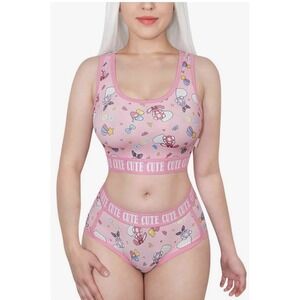 Women Cotton Camisole and Panties Sports Loungewear Usagi Cute XL Pink